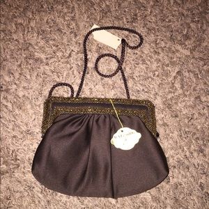 NWT Vintage Walborg brown beaded clutch